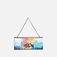 Eye-embroidered Printed Clutch