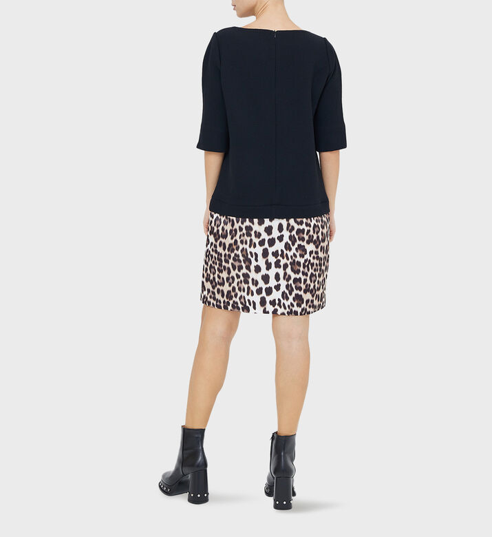 Leopard Printed Wool Crepe Dress