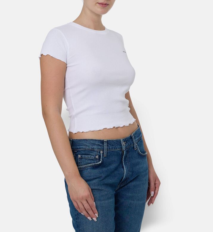 Maison Labiche Folies Rib-knit Scalloped Edges Top, Model View
