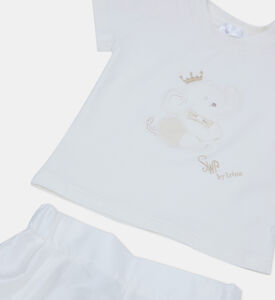 طقم قطن مطرز بشعار لطفل رضيع