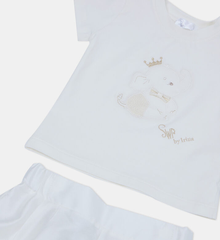 طقم قطن مطرز بشعار لطفل رضيع