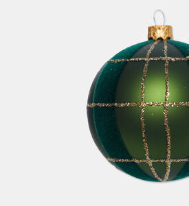 Home Deco and More Glittered Checks Christmas Ball, Green, Packshot View