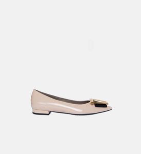 حذاء باليه مسطح جلد لامع