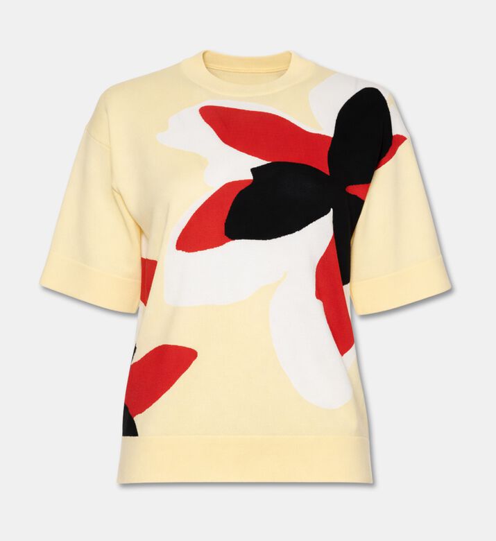 Plan C Floral Intarsia Short-sleeve Knit Top, Packshot View