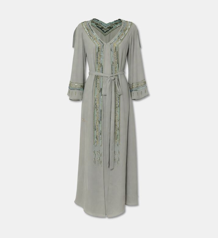 Suzy Matar Embroidered Long-sleeve Belted Dress, Packshot View