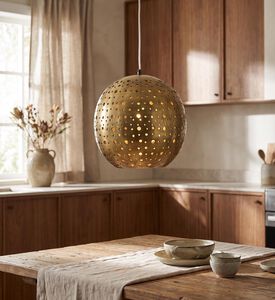 Home Deco and More Antique Brass Circle Pendant Lamp, Packshot View