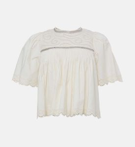 بلوزة قصيرة الأكمام بحواف صدفية