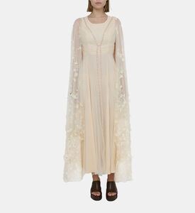 Cape -sleeve Crape Tulle Dress Cape -sleeve Crape Tulle Dress