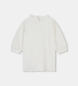 فستان تويل قطني عضوي بتطريز صدفي