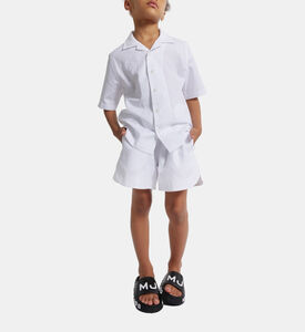 Cotton Poplin Jumbled Logo Shorts