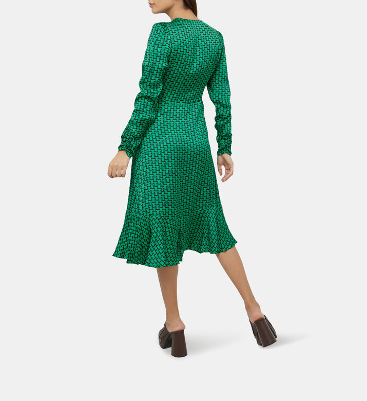 فستان ساتان مكشكش مطبوع من Reine