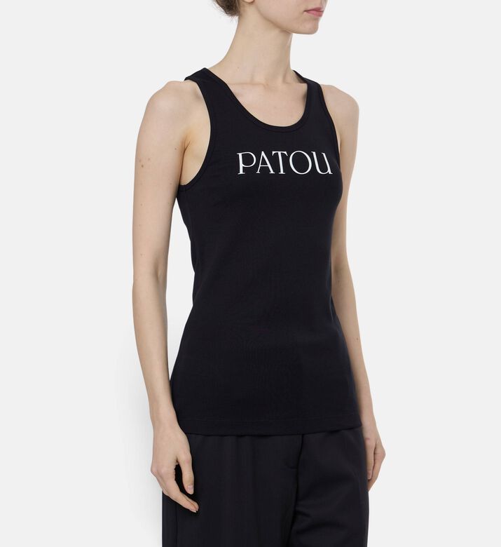 Patou Iconic Printed Logo Tank Top, Black, L, Model View
