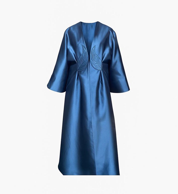 Savanna Satin Kimono Coat, Blue, L-xl, Packshot View