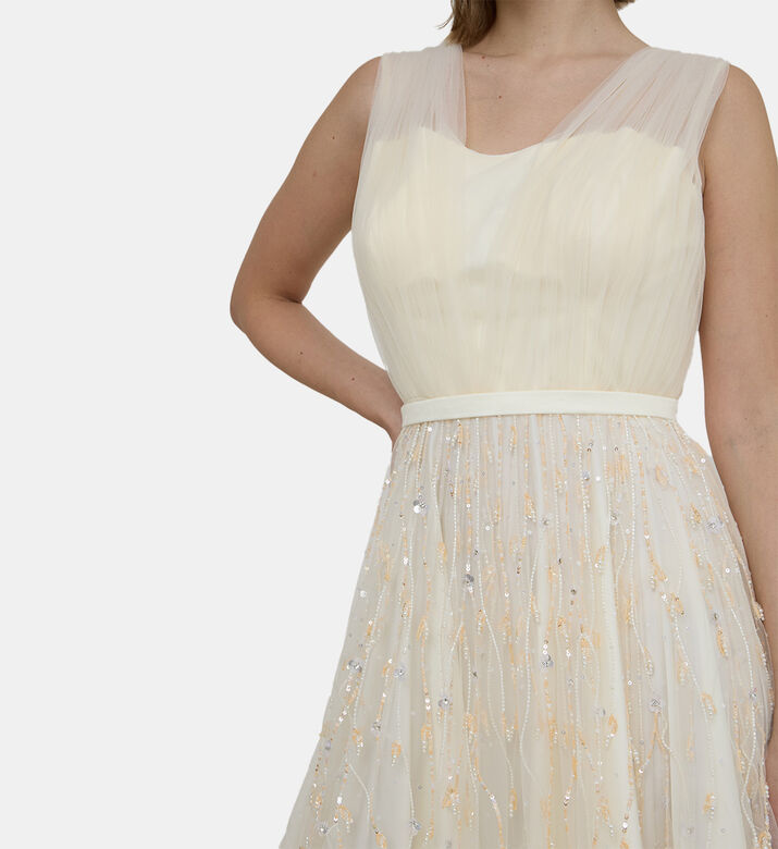 Bead Rhinestone Embellished Tulle Dress