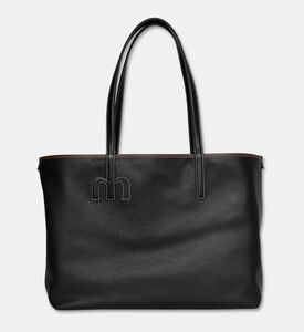 Mlouye Calf Leather Large Tote Bag, Black, Packshot View