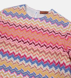 بلوزة طويلة الأكمام محبوكة بطبعة على كاملها