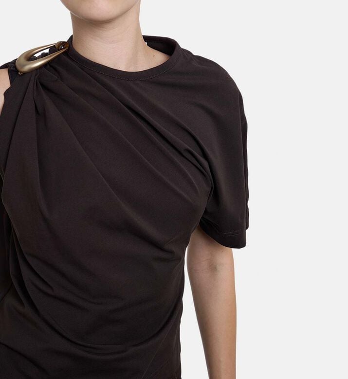 Christopher Esber Buckle-detail Short-sleeve T-shirt, Model View Christopher Esber Buckle-detail Short-sleeve T-shirt, Model View