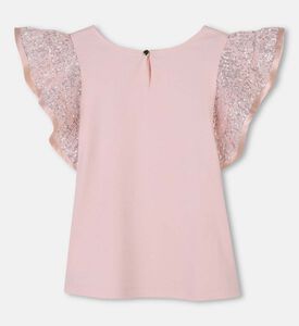 Sequin Sleeve Embroidered Logo Top