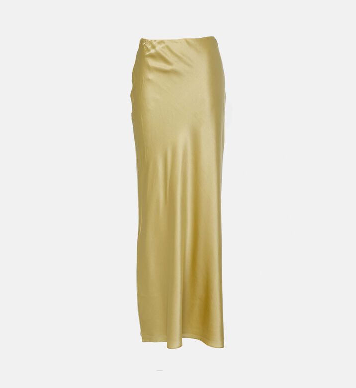 Cult Gaia Satin Midi Slip Skirt, Light-gold, L, Packshot View
