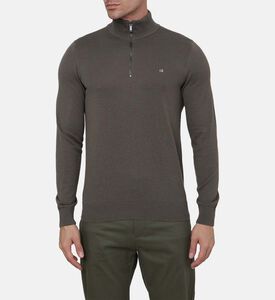 كنزة بربع سحاب بمزيج حرير قطن