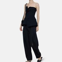 Vertical Slit Knees Wool Blend Pants