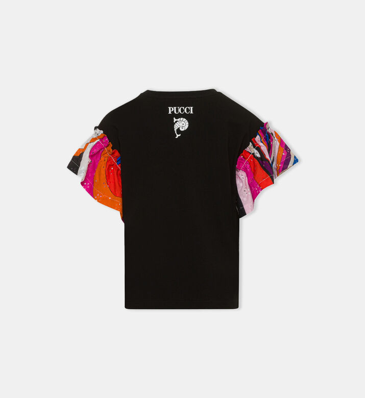 تيشيرت بأكمام قطنية مكشكشة