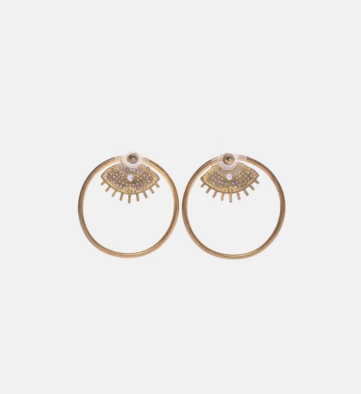 Gold-plated Rose Quartz Crystal Eyes-shaped Earrings