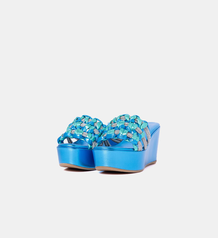 Baldinini Glittering Wedge Rhinestone Platform Shoes, Blue, Eu-38.5, Packshot View