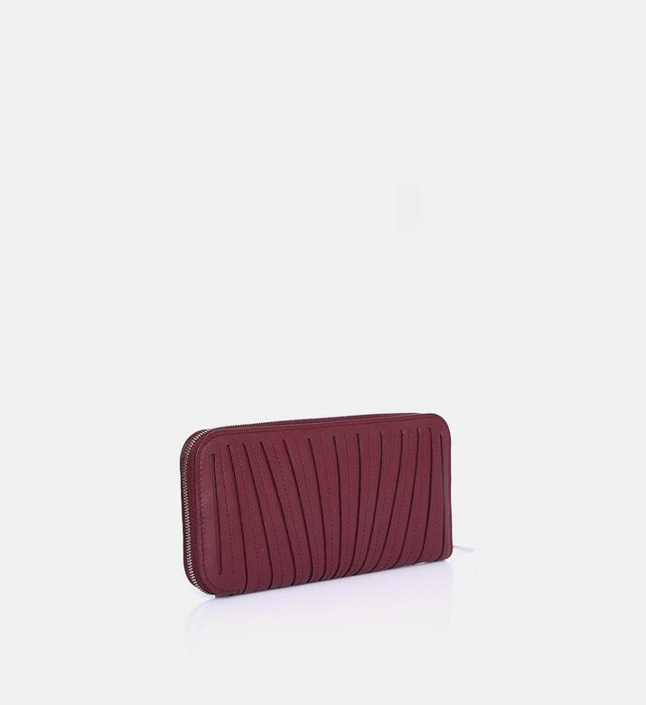 Camille Fournet Pleated Calf Leather Wallet, Burgundy, Packshot View