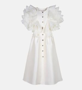 فستان واسع بأكمام مكشكشة