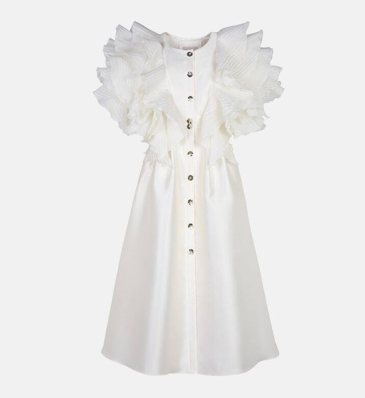 فستان واسع بأكمام مكشكشة