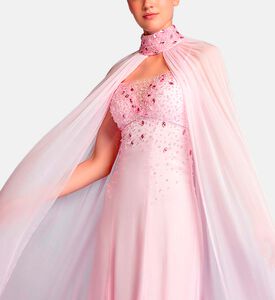 Michael Cinco Beads-embroidery Flared Dress, Pink, Xl, Model View