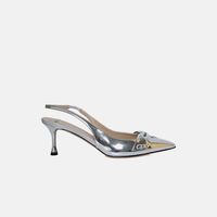 Metallic Leather Kitten Heel Pumps