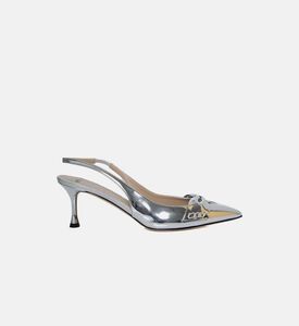 Metallic Leather Kitten Heel Pumps