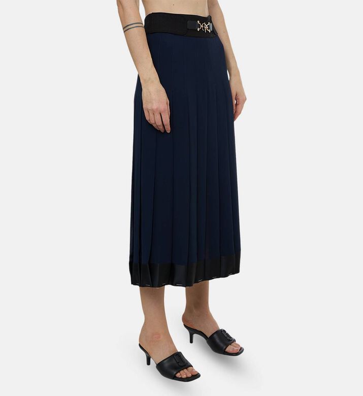 Edward Achour Paris Lace Trim Pleated Midi Skirt, Model View Edward Achour Paris Lace Trim Pleated Midi Skirt, Model View