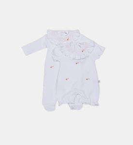 طقم دنغري مكشكش بتطريز نحل 4 قطع