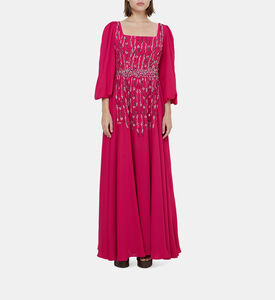 Rhinestones Flowy Sleeves Maxi Gown