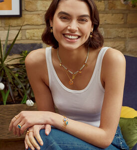 Ottoman Hands Chain Evil Eye Bracelet, Pink, Packshot View