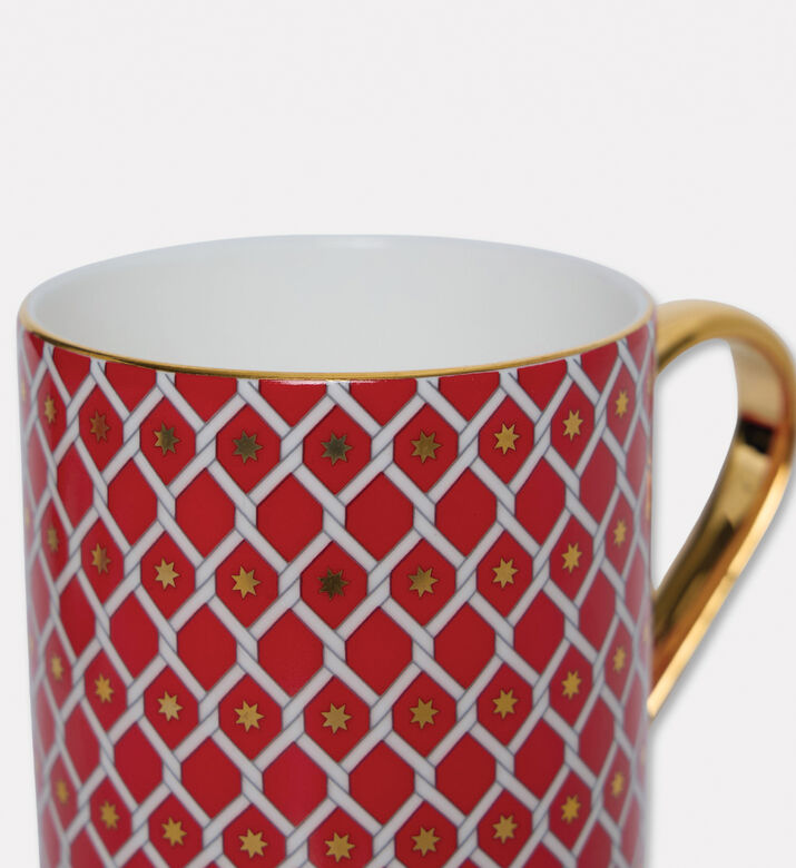 Imperial Gold Handle White Lattice Cylindrical Mug, Packshot View