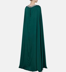 Embellished Neckline Cape Dress