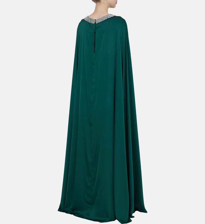 Embellished Neckline Cape Dress