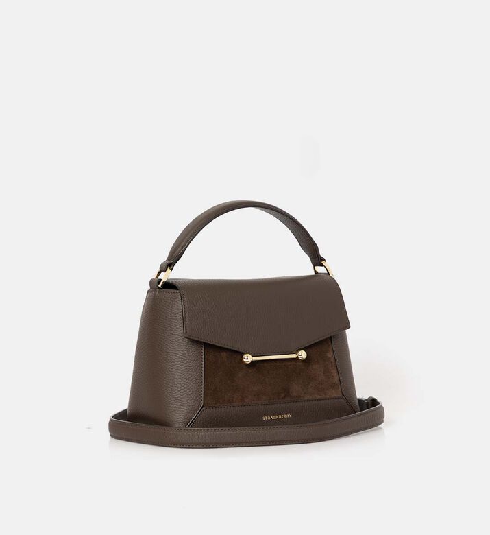 Strathberry Mosaic Leather Top Handle Bag, Dark-brown, Packshot View