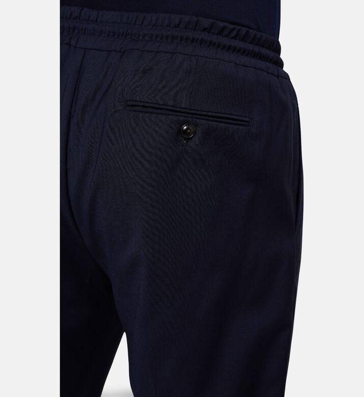 Pal Zileri Drawstring Straight-leg Trousers, Navy, 52, Model View