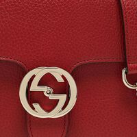 Gucci Red Leather Dollar Interlocking G Crossbody Bag Preowned