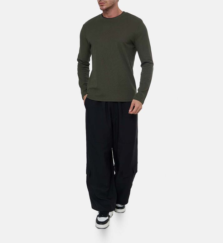 Vince Terrapin Crewneck Long-sleeve Sweater, Green, L, Model View