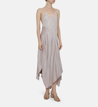 Lace-trimmed Jacquard Midi Dress