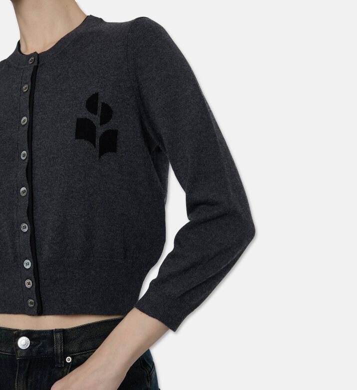 Isabel Marant Button-front Long-sleeve Cardigan, Model View