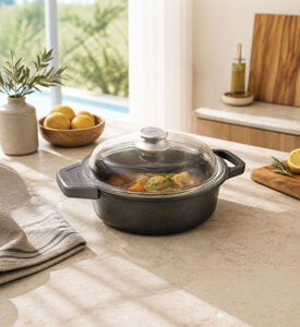 Risoli Granito Saucepot, Black, 24-cm, Packshot View