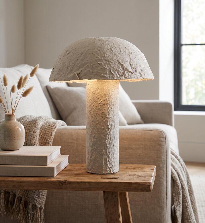 Home Deco and More Paper Mache Mushroom Table Lamp, Packshot View