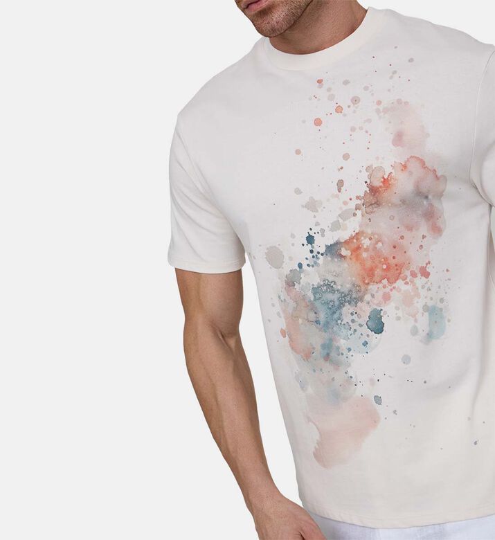Cotton Paint-design Crewneck T-shirt